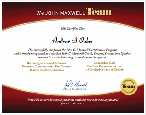 John Maxwell Certificate In PNG